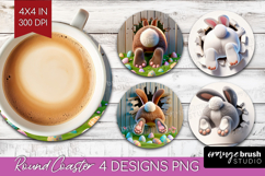 Easter Bunny Round Coaster - Bunny Butt Coaster PNG Product Image 1