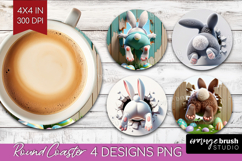 Easter Bunny Round Coaster - Bunny Butt Coaster PNG Product Image 1