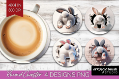 Easter Bunny Round Coaster - Bunny Butt Coaster PNG Product Image 1