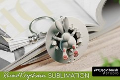 Easter Bunny Round Keychain Sublimation - 3D Hole in Wall