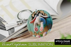 Easter Bunny Round Keychain Sublimation PNG 3D Hole in Wall