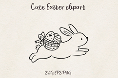 Running Easter Bunny Clipart SVG PNG EPS Bunny Basket Spring Product Image 1
