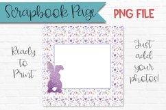 Easter Bunny Scrapbook Page frame with purple glitter bunny