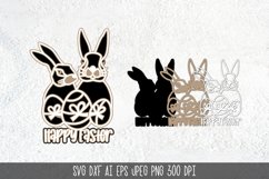 Layered Easter Bunny Sign Laser Cut Template| Happy Easter Sign