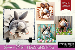 Easter Bunny Slate PNG - Bunny Butt Square Slate Sublimation Product Image 1