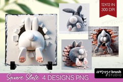 Easter Bunny Slate PNG - Bunny Butt Square Slate Sublimation Product Image 1