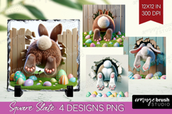 Easter Bunny Slate PNG - Bunny Butt Square Slate Sublimation Product Image 1