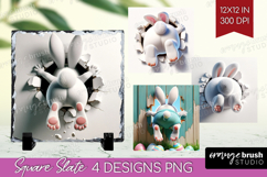 Easter Bunny Slate PNG - Bunny Butt Square Slate Sublimation Product Image 1