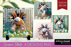 Easter Bunny Slate PNG - Bunny Butt Square Slate Sublimation Product Image 1