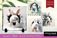 Easter Bunny Slate PNG - Bunny Butt Square Slate Sublimation Product Image 1