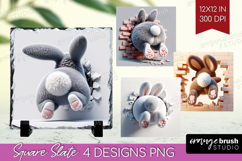 Easter Bunny Slate PNG - Bunny Butt Square Slate Sublimation Product Image 1