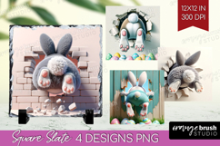 Easter Bunny Slate PNG - Bunny Butt Square Slate Sublimation Product Image 1