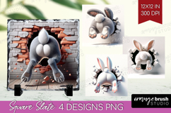Easter Bunny Slate PNG - Bunny Butt Square Slate Sublimation Product Image 1