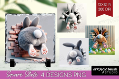 Easter Bunny Slate PNG - Bunny Butt Square Slate Sublimation Product Image 1