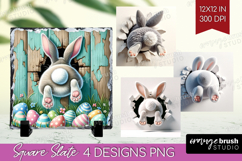Easter Bunny Slate PNG - Bunny Butt Square Slate Sublimation Product Image 1
