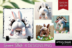 Easter Bunny Slate PNG - Bunny Butt Square Slate Sublimation Product Image 1