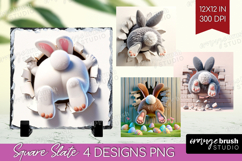 Easter Bunny Slate PNG - Bunny Butt Square Slate Sublimation Product Image 1