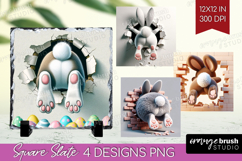 Easter Bunny Slate PNG - Bunny Butt Square Slate Sublimation Product Image 1