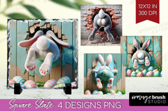 Easter Bunny Slate PNG - Bunny Butt Square Slate Sublimation Product Image 1