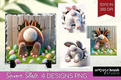 Easter Bunny Slate PNG - Bunny Butt Square Slate Sublimation Product Image 1