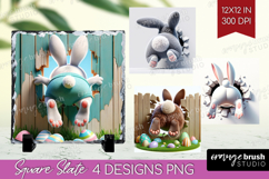 Easter Bunny Slate PNG - Bunny Butt Square Slate Sublimation Product Image 1
