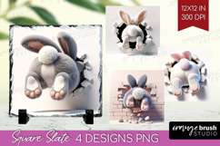 Easter Bunny Slate PNG - Bunny Butt Square Slate Sublimation Product Image 1