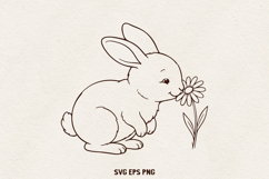 Easter Bunny Illustration | Cute Spring Rabbit Line SVG Product Image 1