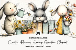 Easter Bunny Spring Garden Clipart Product Image 1