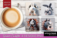 Easter Bunny Square Coaster - Bunny Butt Coaster PNG Product Image 1