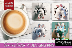 Easter Bunny Square Coaster - Bunny Butt Coaster PNG Product Image 1
