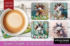 Easter Bunny Square Coaster - Bunny Butt Coaster PNG Product Image 1