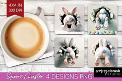 Easter Bunny Square Coaster - Bunny Butt Coaster PNG Product Image 1