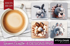 Easter Bunny Square Coaster - Bunny Butt Coaster PNG Product Image 1