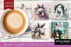 Easter Bunny Square Coaster - Bunny Butt Coaster PNG Product Image 1