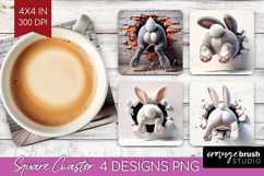 Easter Bunny Square Coaster - Bunny Butt Coaster PNG Product Image 1