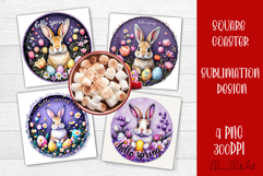 Happy Easter bunny Square Coaster Sublimation Product Image 1