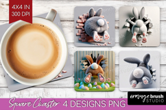 Easter Bunny Square Coaster - Bunny Butt Coaster PNG Product Image 1