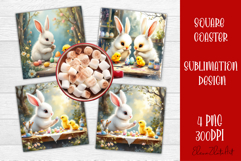 Happy Easter bunny Square Coaster Sublimation Product Image 1