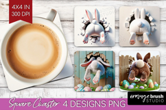 Easter Bunny Square Coaster - Bunny Butt Coaster PNG Product Image 1