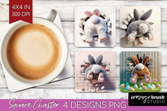 Easter Bunny Square Coaster - Bunny Butt Coaster PNG Product Image 1