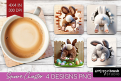 Easter Bunny Square Coaster - Bunny Butt Coaster PNG Product Image 1