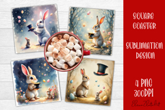 Happy Easter bunny Square Coaster Sublimation Product Image 1