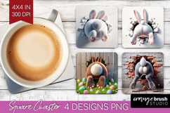Easter Bunny Square Coaster - Bunny Butt Coaster PNG Product Image 1