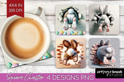 Easter Bunny Square Coaster - Bunny Butt Coaster PNG Product Image 1