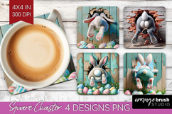 Easter Bunny Square Coaster - Bunny Butt Coaster PNG Product Image 1