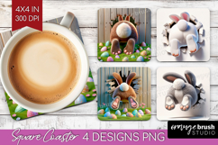Easter Bunny Square Coaster - Bunny Butt Coaster PNG Product Image 1