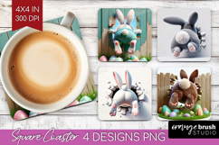 Easter Bunny Square Coaster - Bunny Butt Coaster PNG Product Image 1