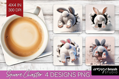 Easter Bunny Square Coaster - Bunny Butt Coaster PNG Product Image 1