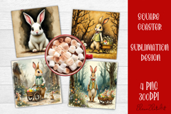 Happy Easter bunny Square Coaster Sublimation Product Image 1