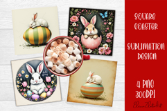Happy Easter bunny Square Coaster Sublimation Product Image 1